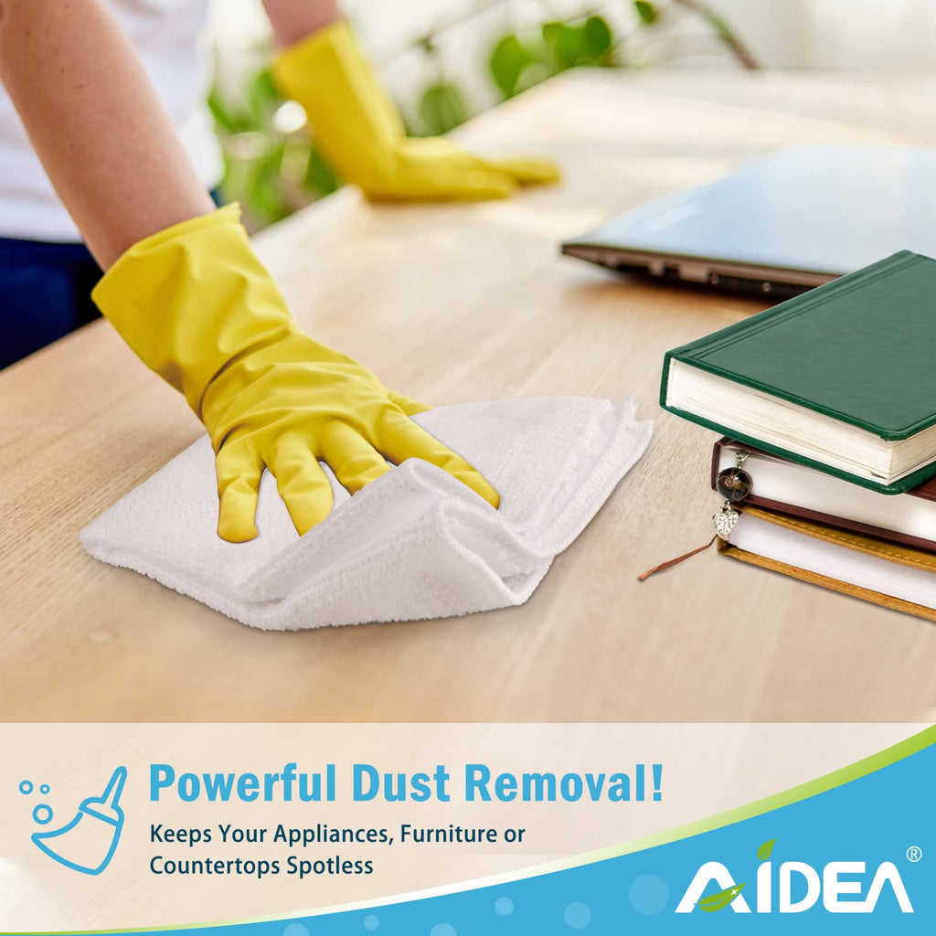 Aidea Microfiber Cleaning Cloths White-50Pk, Strong Water Absorption, Lint-Free, Scratch-Free, Streak-Free, Dish Towels White (1