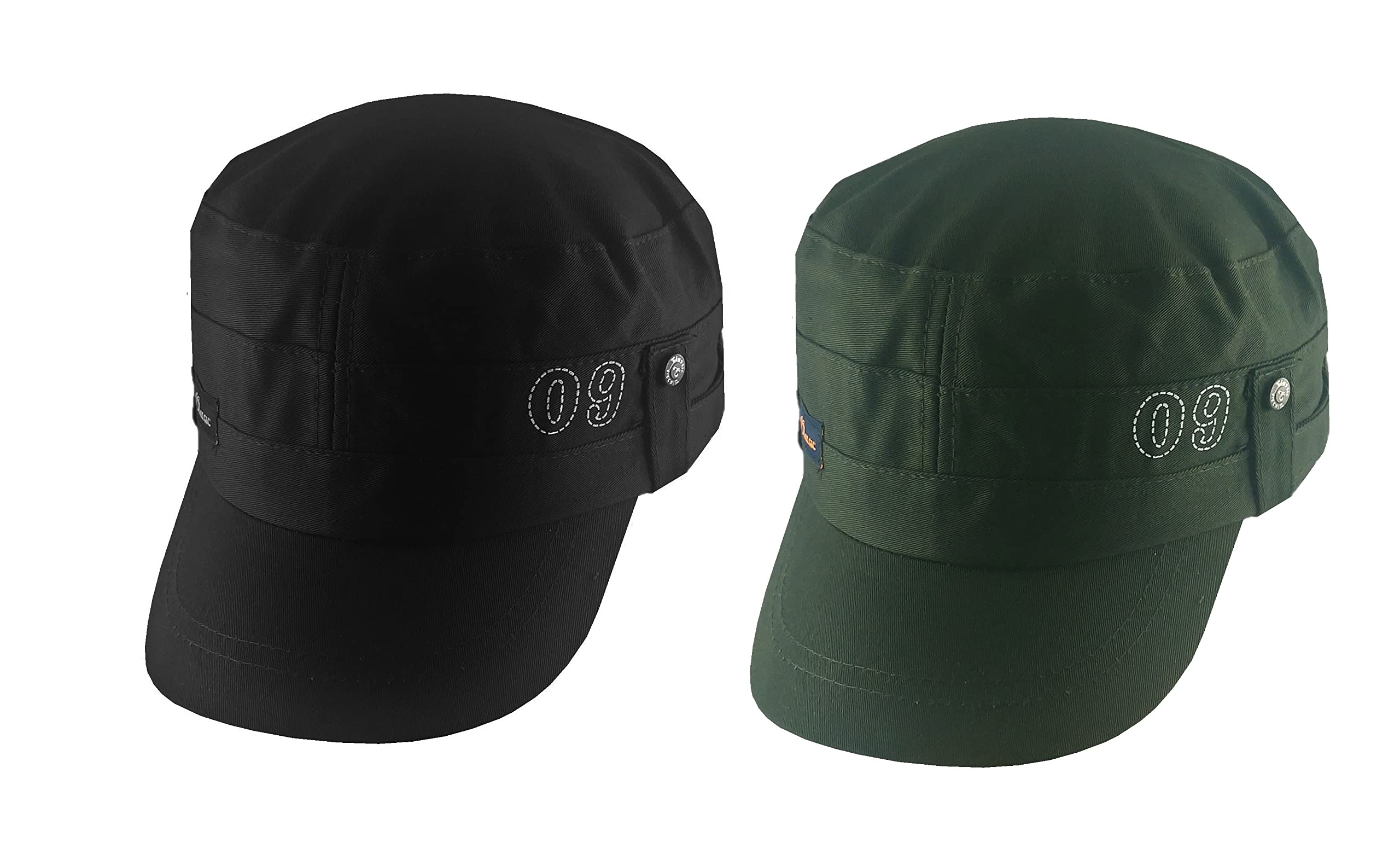 Combo Hats Branded Black And Green And Plain Hat Flat Short Sports 2 Cap
