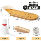 3 Otters Mini Bowling Set, Wooden Tabletop Bowling Game Desk Toys Desktop Bowling Home Bowling Alleys, Desk Gifts For Coworkers