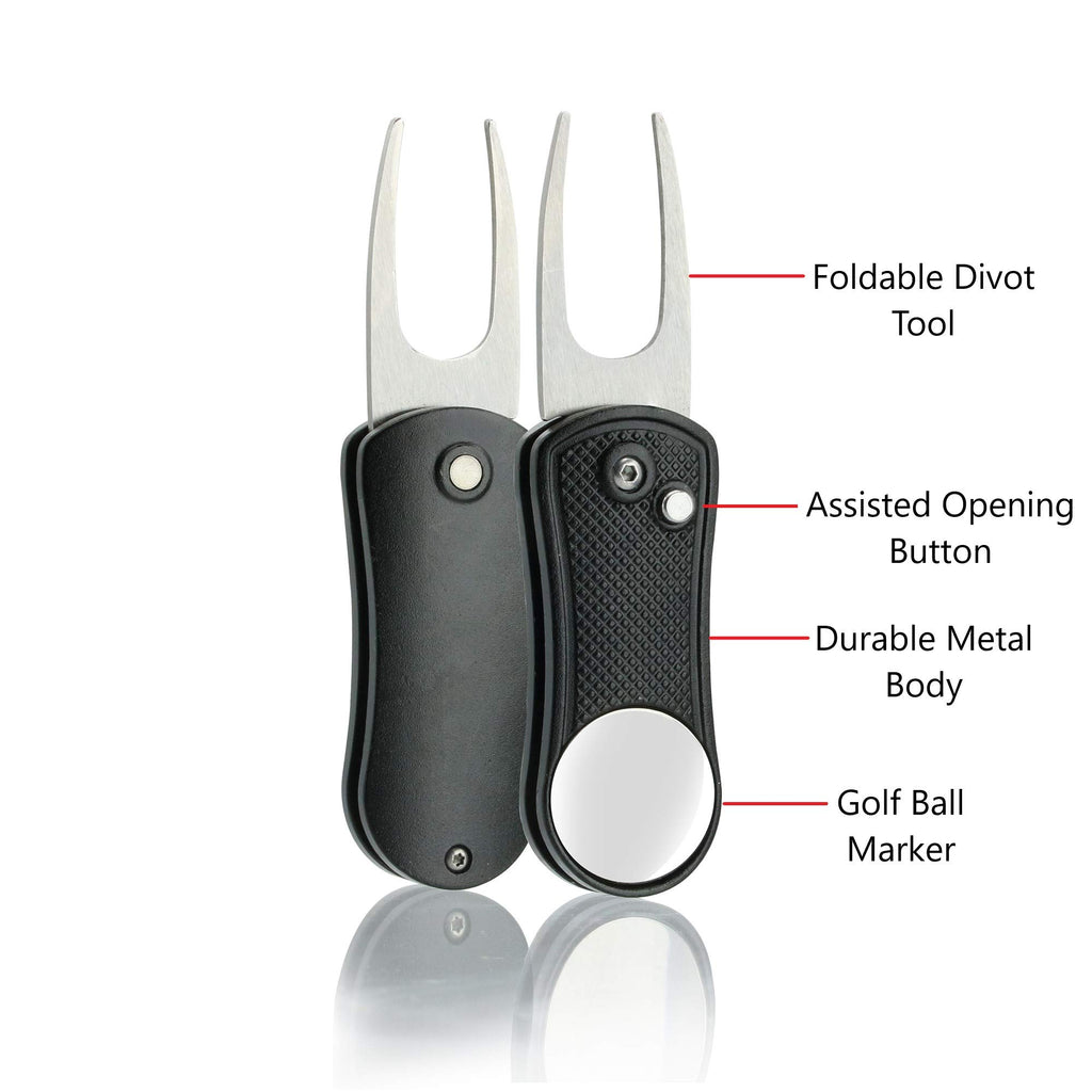 Golf-Ez Golf Essentials Kit  Golf Towel  Cleaning Brush  Tri-Line Golf Ball Alignment Kit  Divot Repair Tool  Golf Ball & Tee Ho