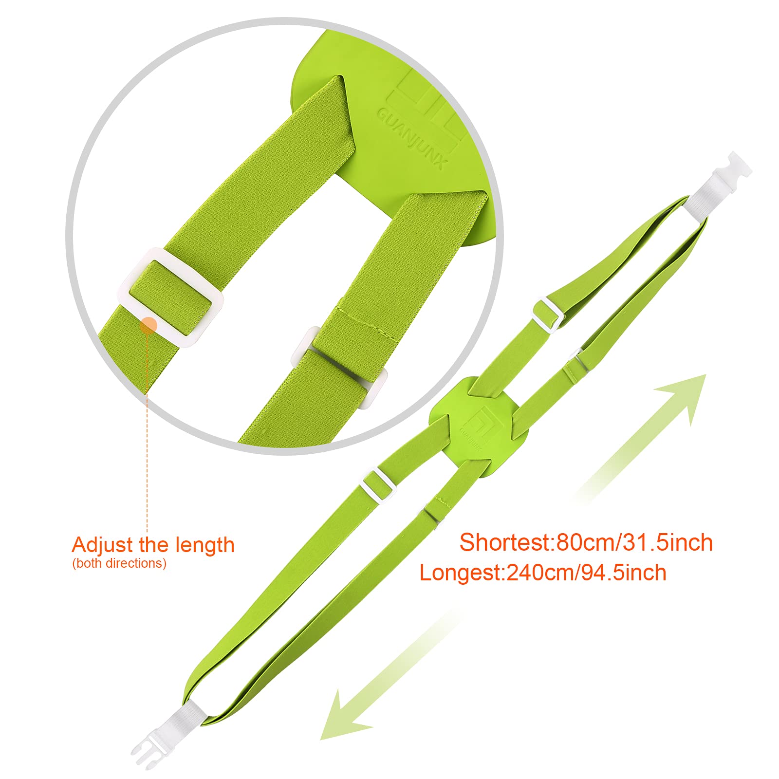 Guanjunx Luggage Straps Bag Bungees For Add A Bag Easy To Travel Suitcase Elastic Strap Belt Long Green (Gb-002)