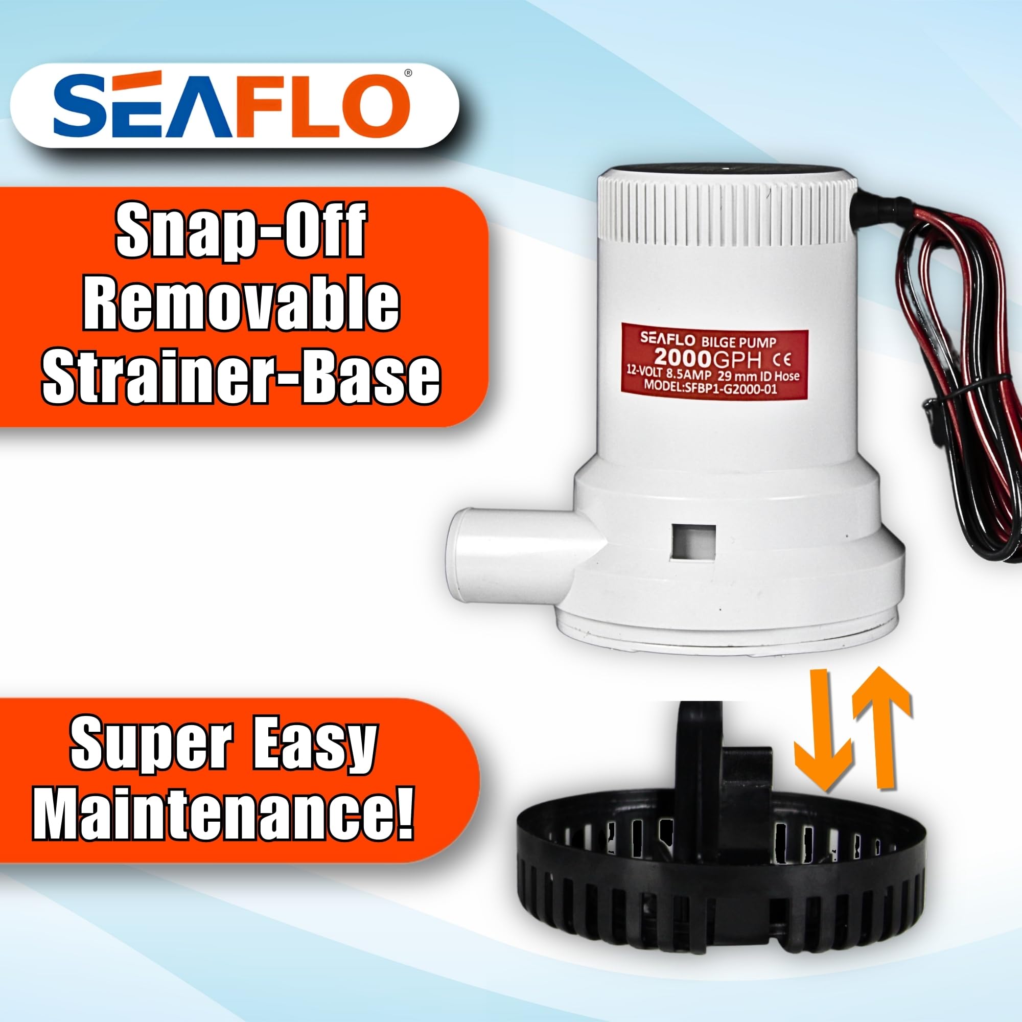 Seaflo Non Automatic Bilge Pumps For Boats 2000 Gph 12V Boat Marine Plumbing Electric