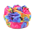 Honbay Pleated Swimming Cap Long Hair Swim Cap Bathing Cap, Non-Waterproof (Pink Blue)