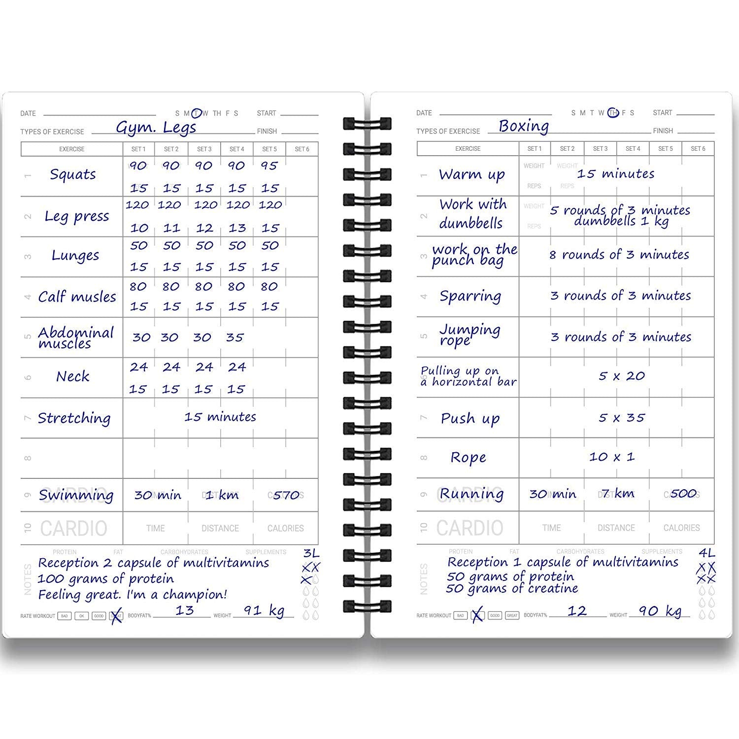 Undated Fitness Log Book & Workout Planner - Designed By Experts Gym Notebook, Workout Tracker, Exercise Journal For Men Women
