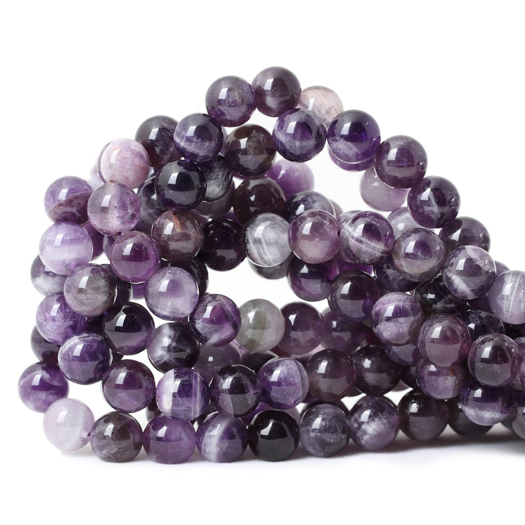 Cheavian 35Pcs 10Mm Natural Dog Teeth Amethyst Gemstone Round Loose Beads Crystal Energy Stone Healing Power For Jewelry Making 