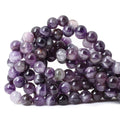 Cheavian 35Pcs 10Mm Natural Dog Teeth Amethyst Gemstone Round Loose Beads Crystal Energy Stone Healing Power For Jewelry Making 