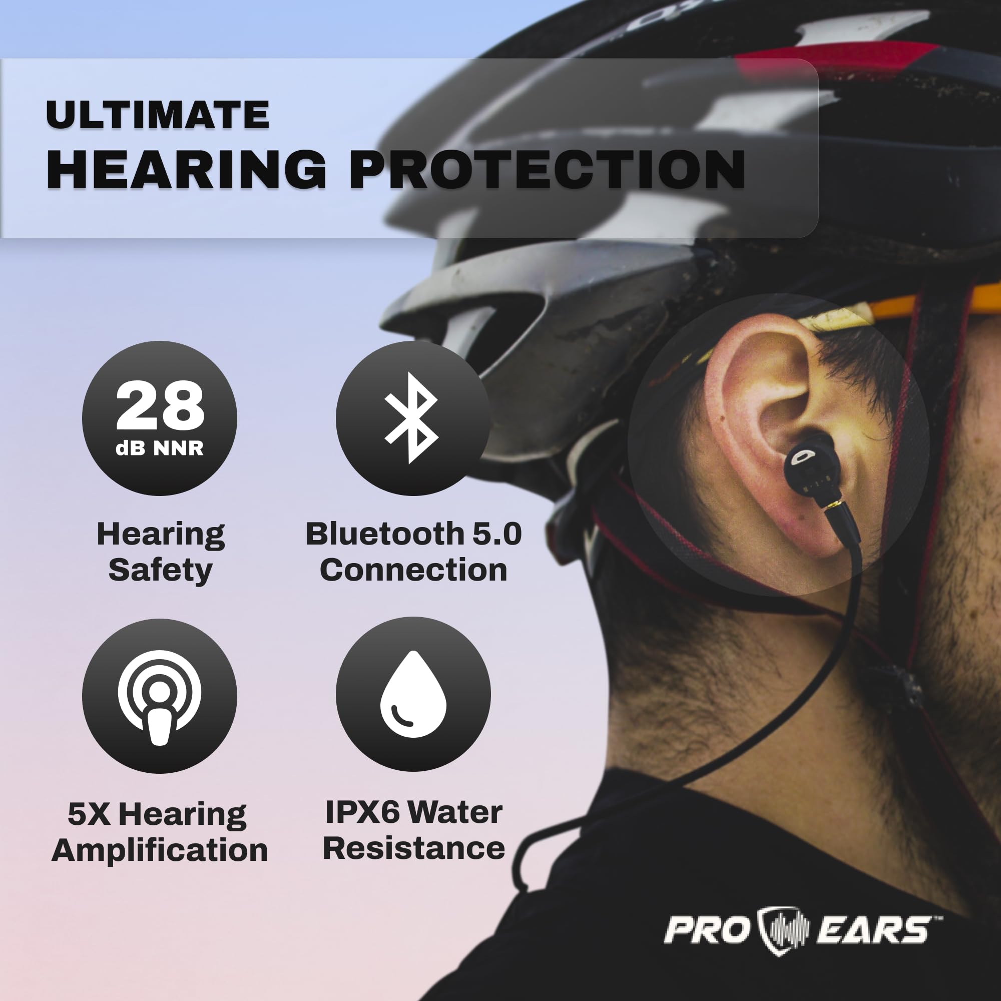 Pro Ears Stealth Elite, 28 Db Nrr, Ipx6 Waterproof, Bluetooth 5.0 Ear Protection With 3 Modes - Isolation, Awareness, Amplificat