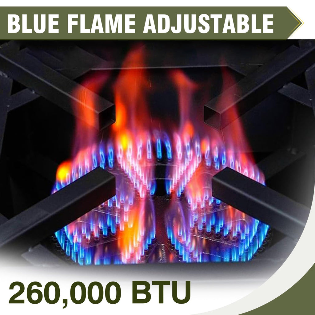 Bestfire 260,000 Btu Outdoor Propane Gas Stove With 0-30 Psi Adjustable Regulator And Steel-Braided Hose For Outdoor Home Cookin