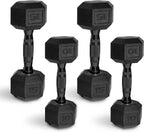 Cap Barbell 50 Lbs Coated Dumbbell Set With Black Handle, 10Lbx2, 15Lbx2