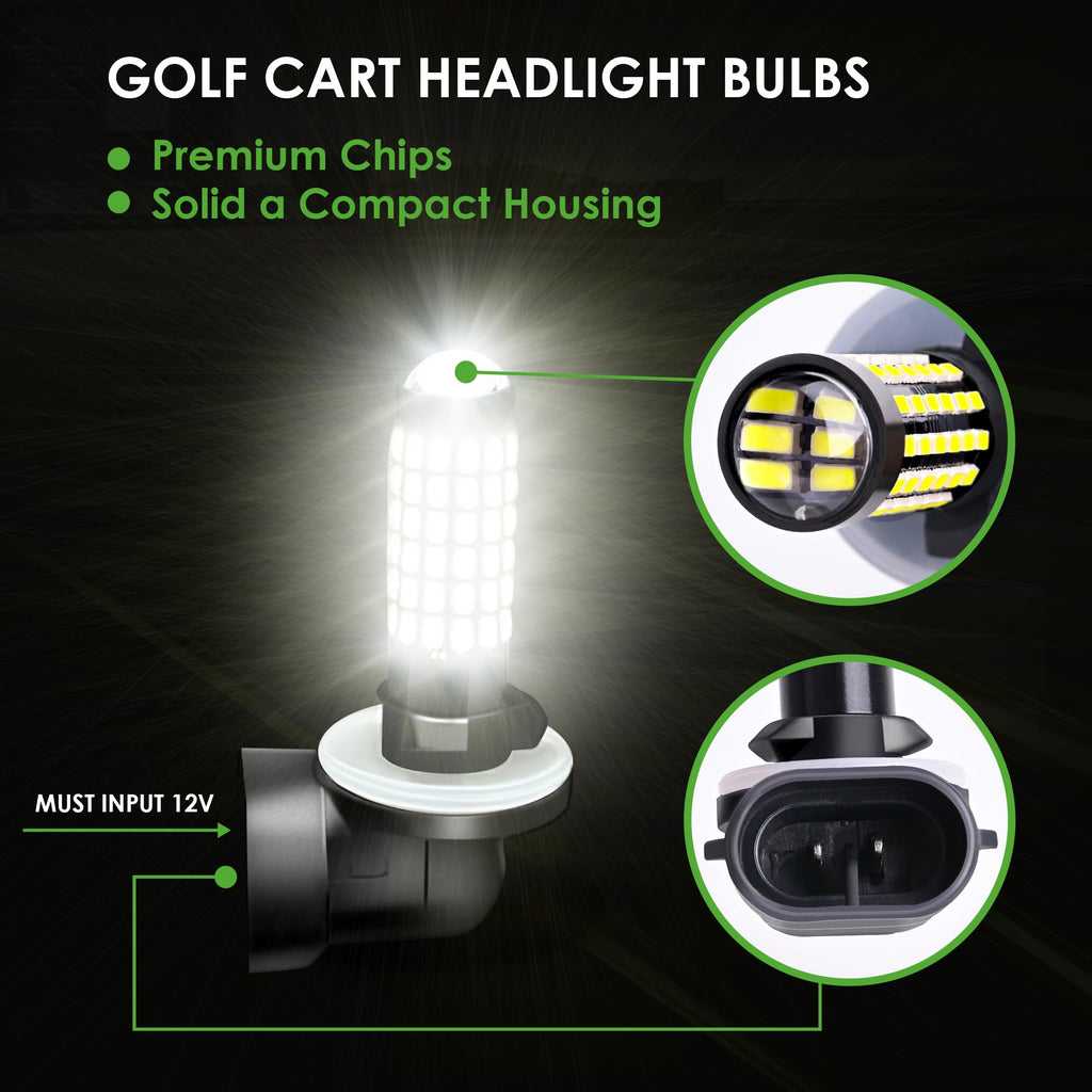 10L0L Golf Cart Headlight Bulb Lights For Ezgo Club Car Ds Precedent, Super Bright Fog Light Bulbs Golf Cart Light Kit White(Mus