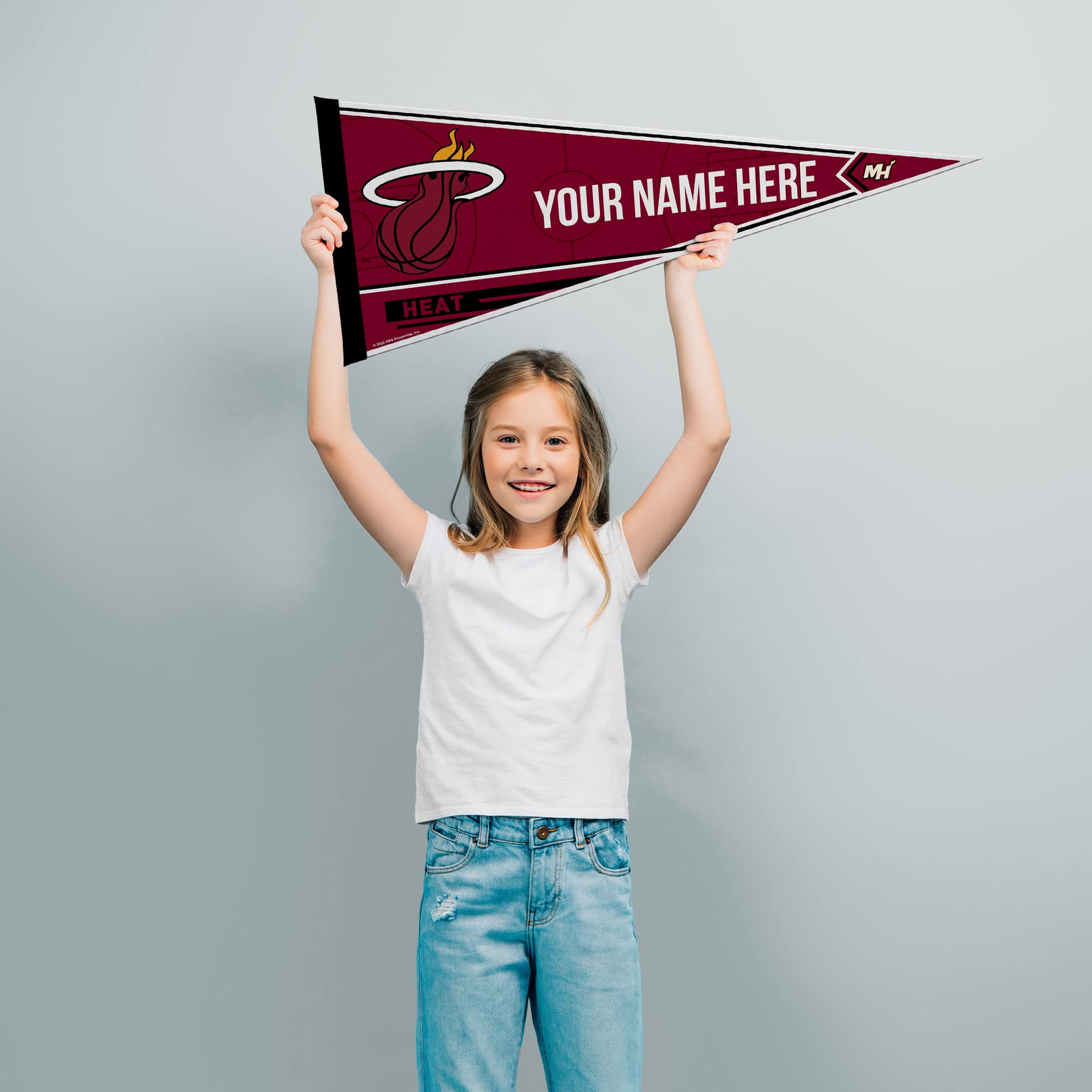 Rico Industries Nba Basketball Miami Heat Personalized - Custom 12'' X 30'' Soft Felt Pennant - Ez To Hang