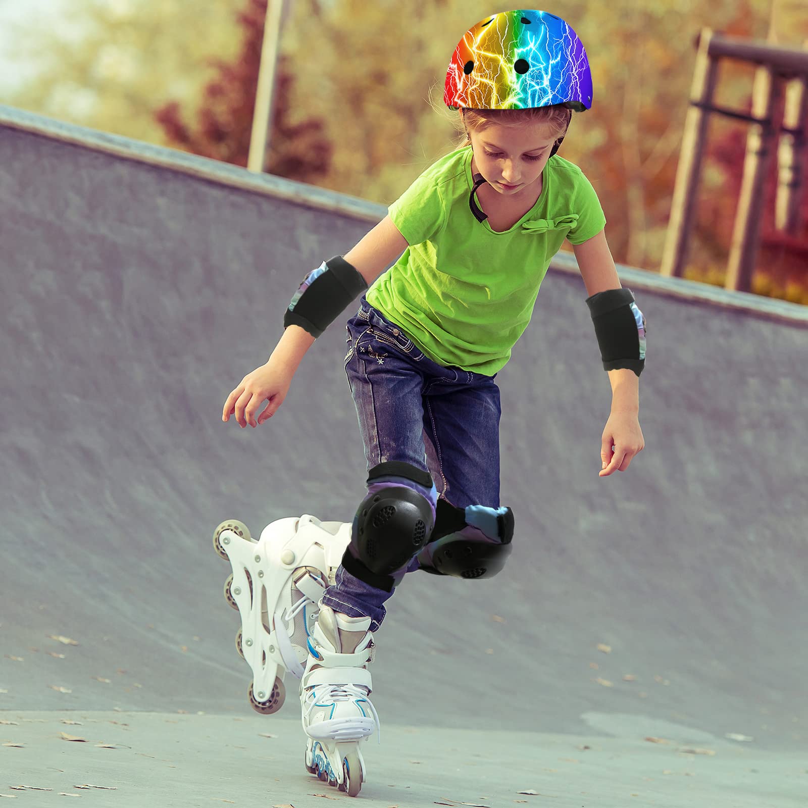 Jeefree Skateboard Cycling Helmet,Kids Adjustable Bike Helmet Suitable For Toddler Kids Youth Boys Girls,Multi-Sport Scooter Rol