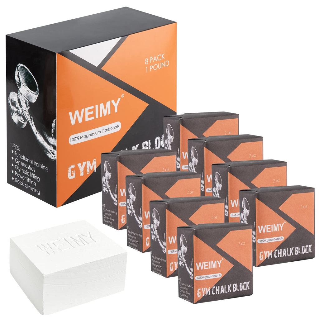 Weimy Gym Chalk Blocks(8 X 2Oz Blocks), Sport Hand Chalk For Gymnastics, Rock Climbing, Weightlifting, Power Lifting, Easy Grip,