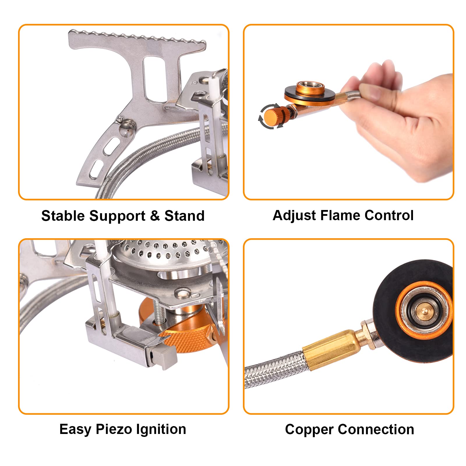 Sagafly Portable Camping Gas Stove With 1Lb Propane Tank Adapter, Foldable Camp Stove Backpacking Stove With Piezo Ignition For
