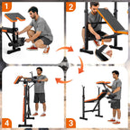 Yoleo 6 In 1 Weight Bench Set For Home Gym, Adjustable & Foldable Weight Bench, Workout Bench With Squat Rack For Bench Press Si