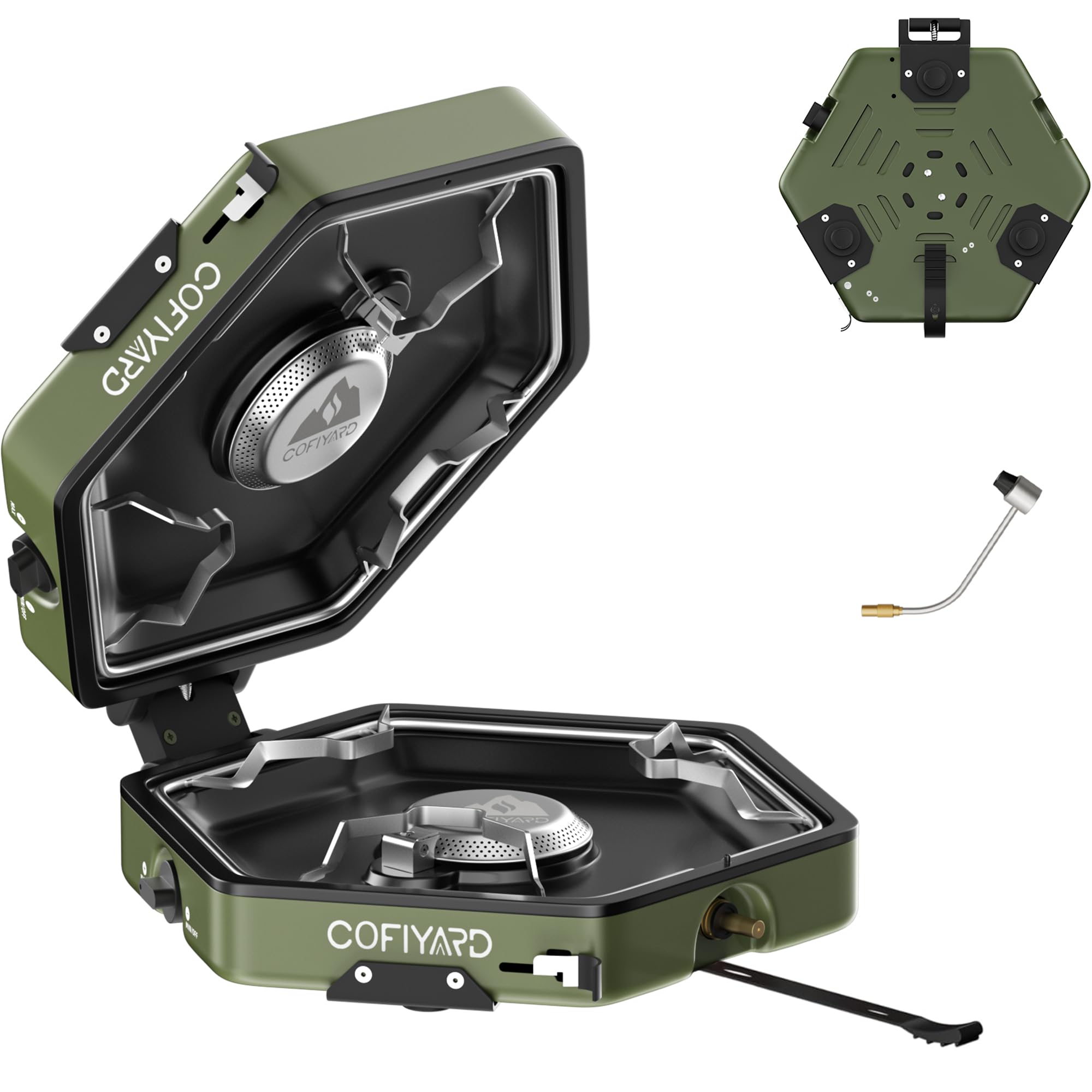 Cofiyard Propane 2-Burner Camping Stove With Carrying Bag And Gas Stove Pressure Regulator, Camping Essentials Folding Camp Stov