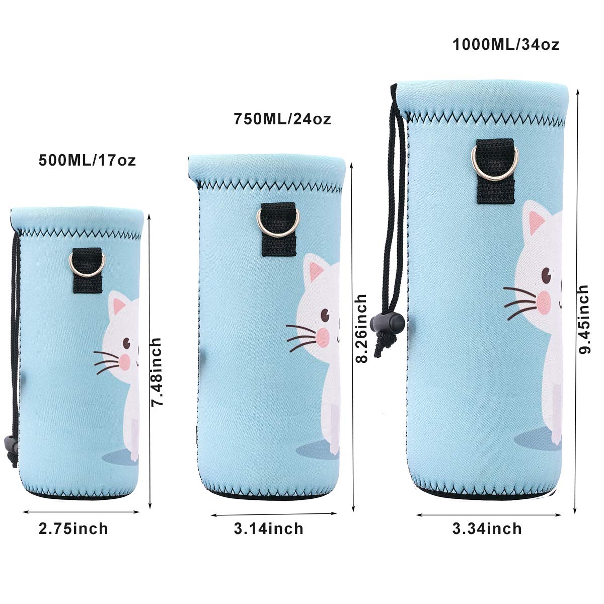 Aupet Water Bottle Sling Bag Carrier Crossbody Sleeve,Insulated Neoprene Bottle Case Holder Pouch Cover 500Ml/17Oz With Shoulder