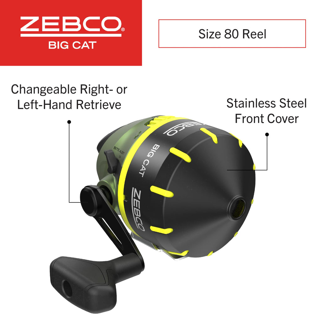 Zebco Big Cat Spincast Reel And Fishing Rod Combo, 8-Foot 2-Piece Fishing Pole, Dial-Adjustable Magnum Drag, Pre-Spooled With 25