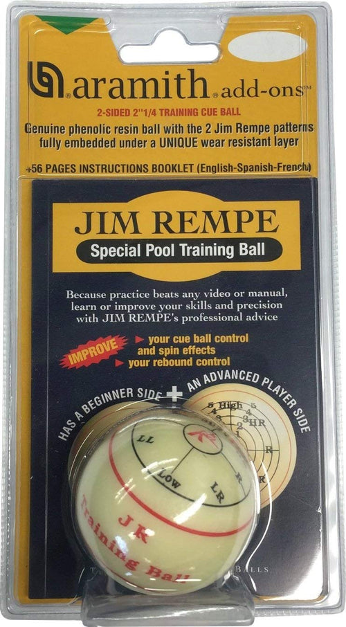 Aramith Jim Rempe Training Cue Ball 2-1/4'' Regulation Size Billiard Pool Ball With Instruction Manual Learn To Play Better