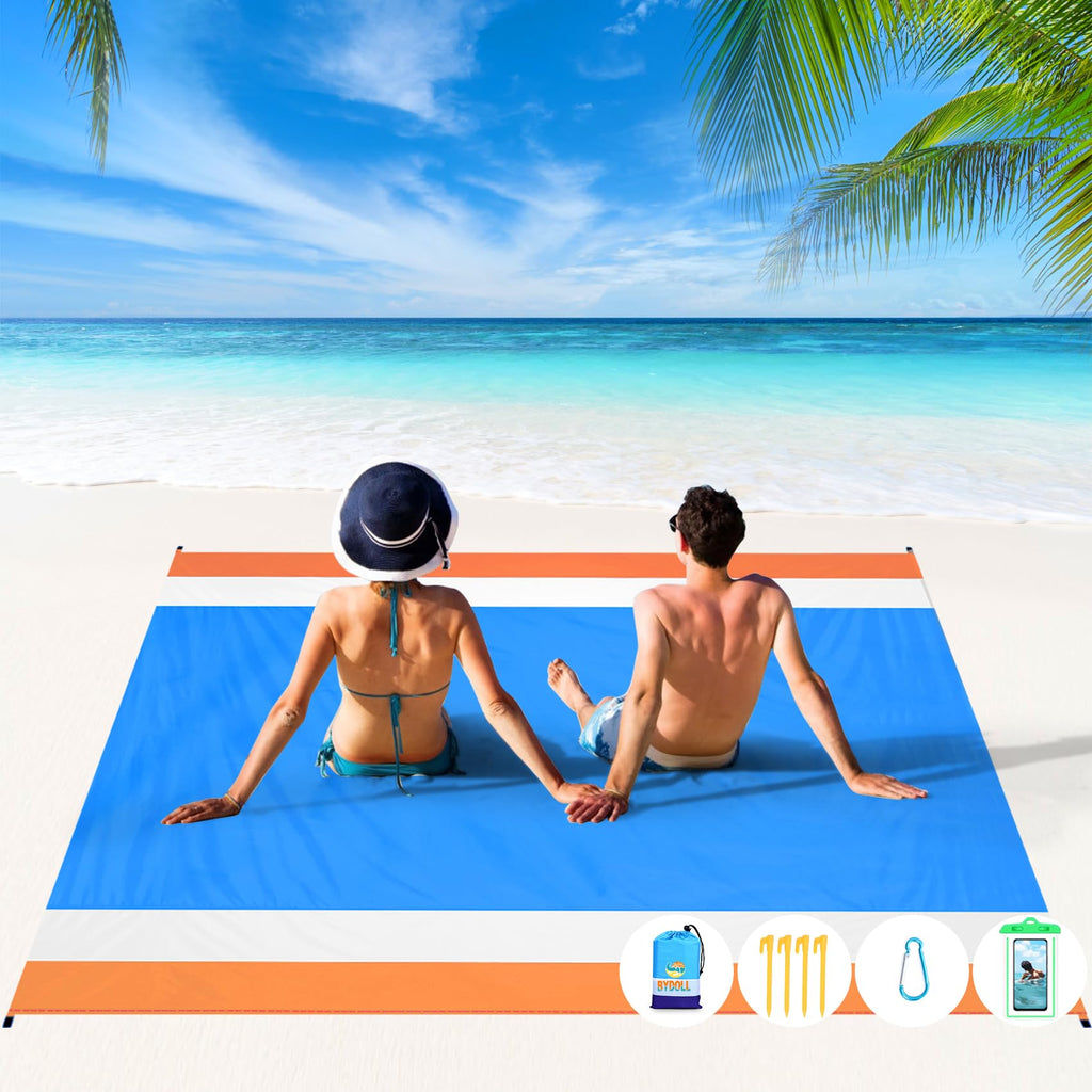 Bydoll Beach Blanket 78''  81'' 4-7 Adults Oversized Lightweight Waterproof Sandproof Beach Blanket Large Picnic Mat For Travel