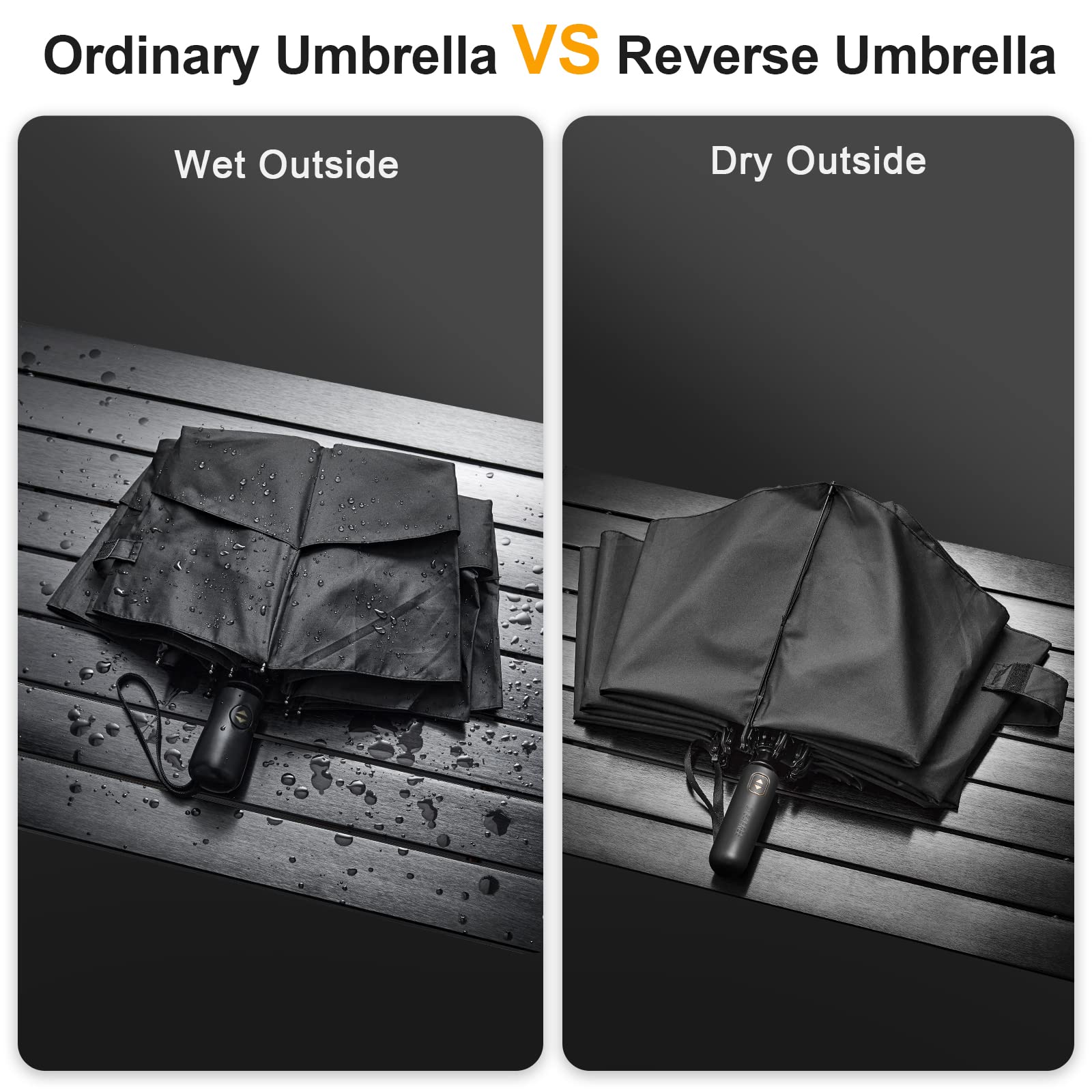 G4Free 54 Inch Large Compact Golf Umbrella Windproof 10 Ribs Reverse Travel Umbrella For Rain Double Canopy Vented Umbrella Auto