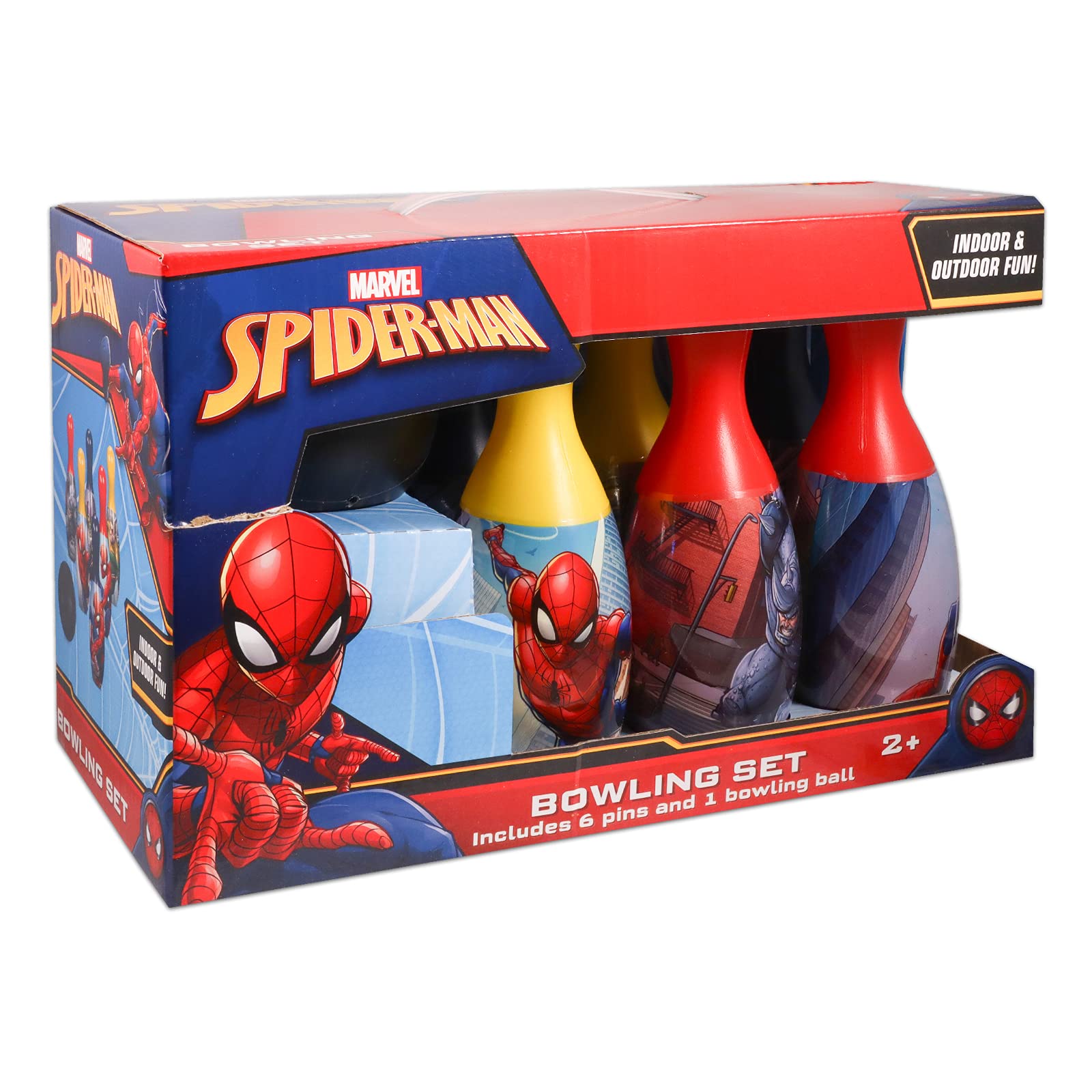 Spiderman Bowling Games Activities Bundle For Toddlers, Kids - 3 Pc Marvel Superhero Bowling Set With Stickers, And More (Spider