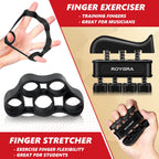 Roygra Grip Strength Trainer, Forearm Workout, Hand & Finger Exerciser - 5 Pack (Black)