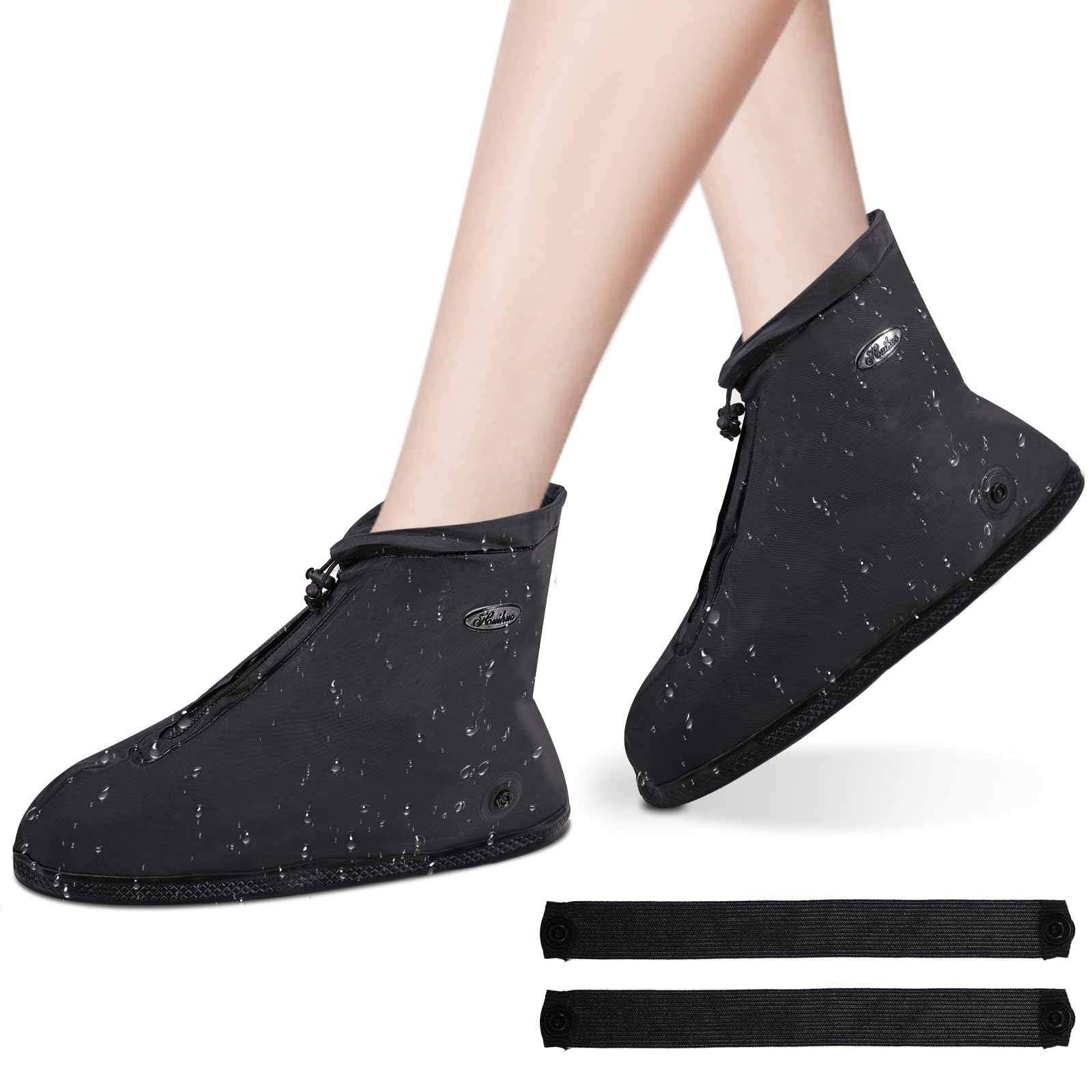 Wfarh Shoe Covers With Zipper, Waterproof Hard Sole Version Shoe Covers For Rain, Reusable Silicone Non Slip Shoe Covers Outdoor
