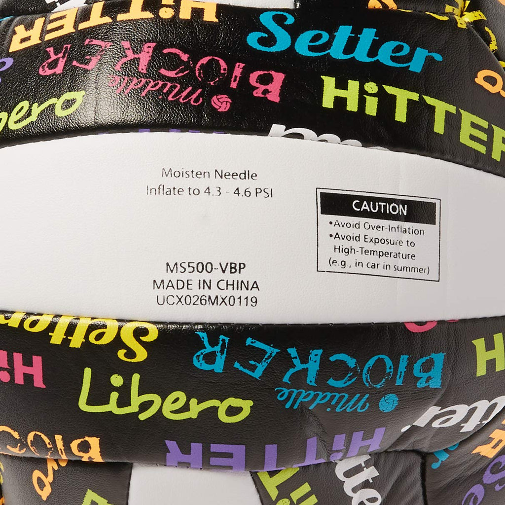 Molten Volleyball Positions Recreational Volleyball, Black/Neon Colors, Official, Ms500-Vbp