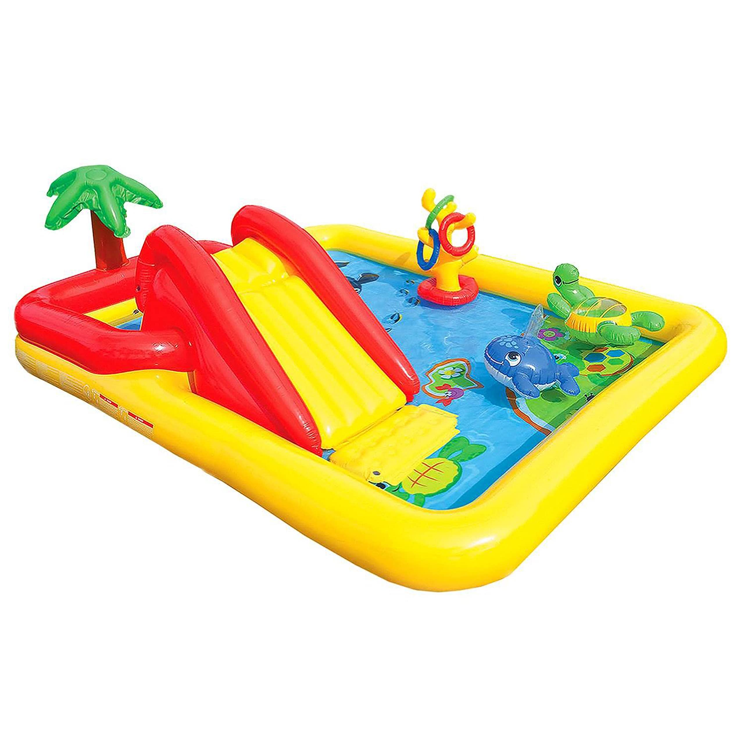 Intex 57454Ep 100-Inch X 77-Inch Inflatable Ocean Children'S Play Center Outdoor Backyard Kiddie Pool And Game Set