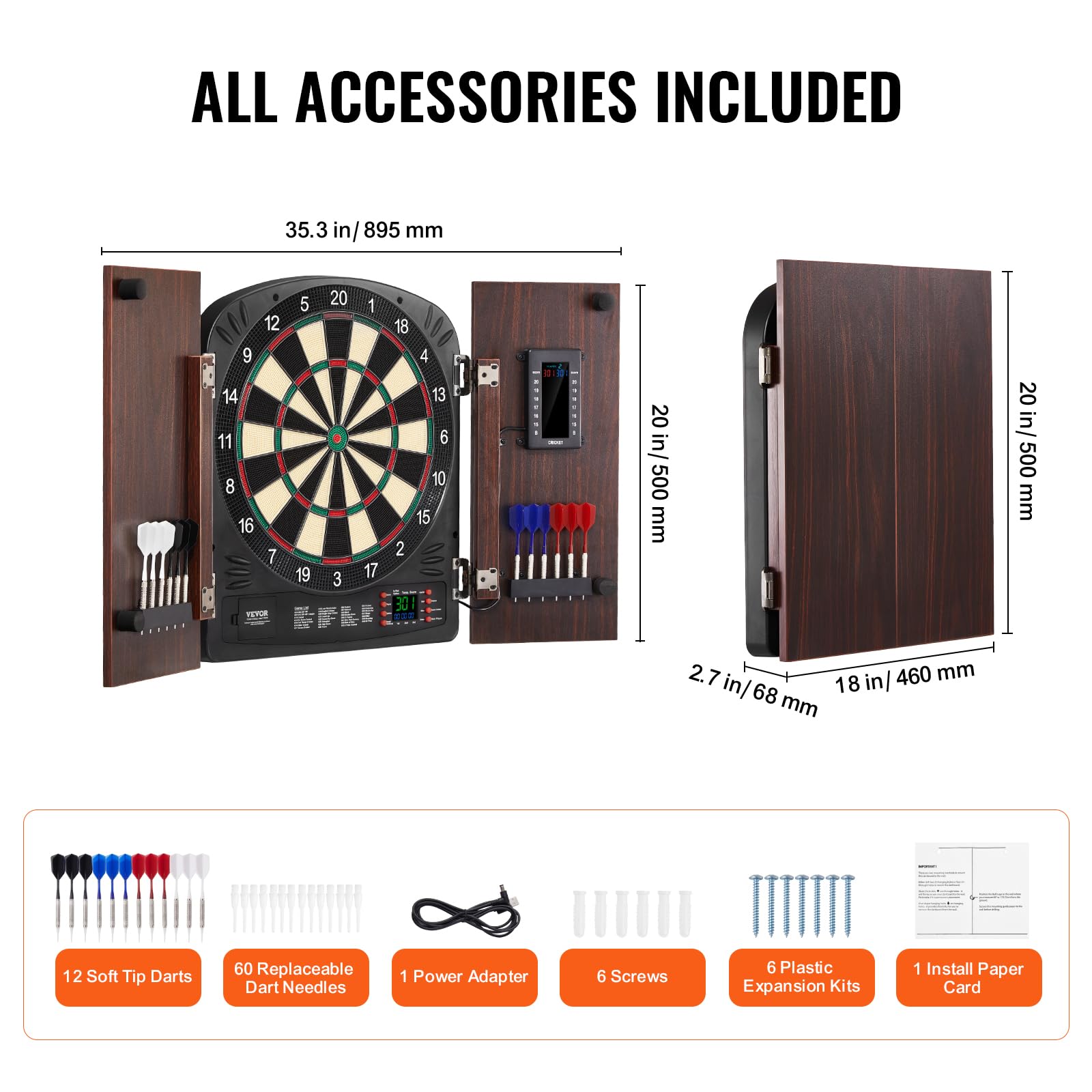 Vevor Dartboard And Cabinet Set Complete With All Accessories Easy Assembly