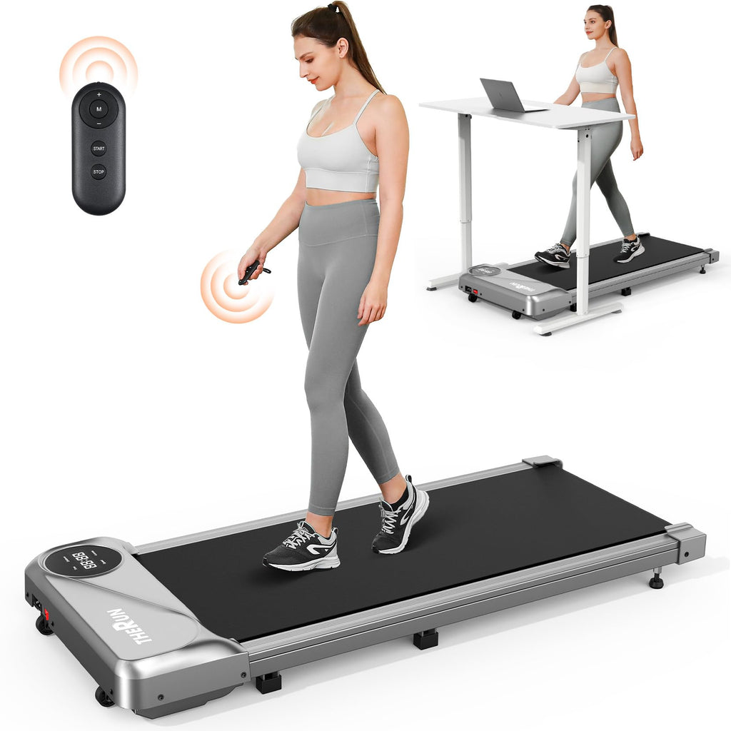 Therun Walking Pad Under Desk, Portable Mini Treadmill For Home/Office, 2.5Hp Jogging Machine With 300 Lbs Weight Capacity, Remo