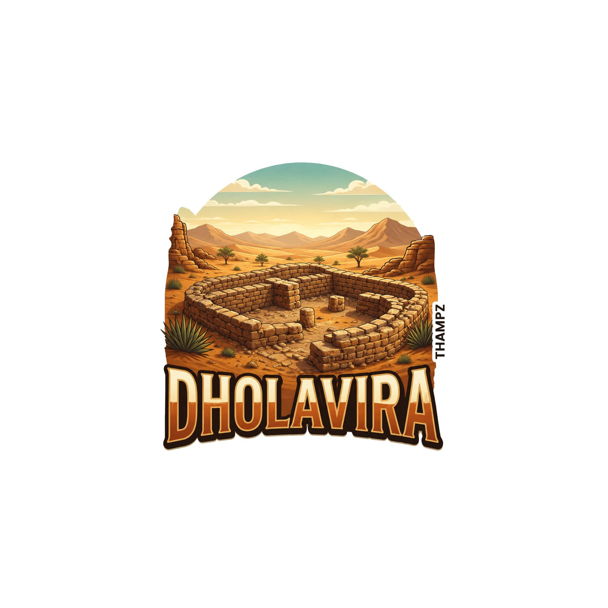 THAMPZ Dholavira  3D Embossed Flexible Fridge Magnet 0.5mm Ultra Thin Decorative with Strong Hold | Refrigerator Magnet for Not