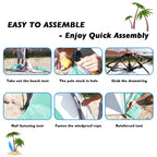 Mansader 2-3 Person Large Instant Pop Up Beach Tent, Uv Protection Portable Easy Setup Sun Shade Shelter, Extended Floor With 3
