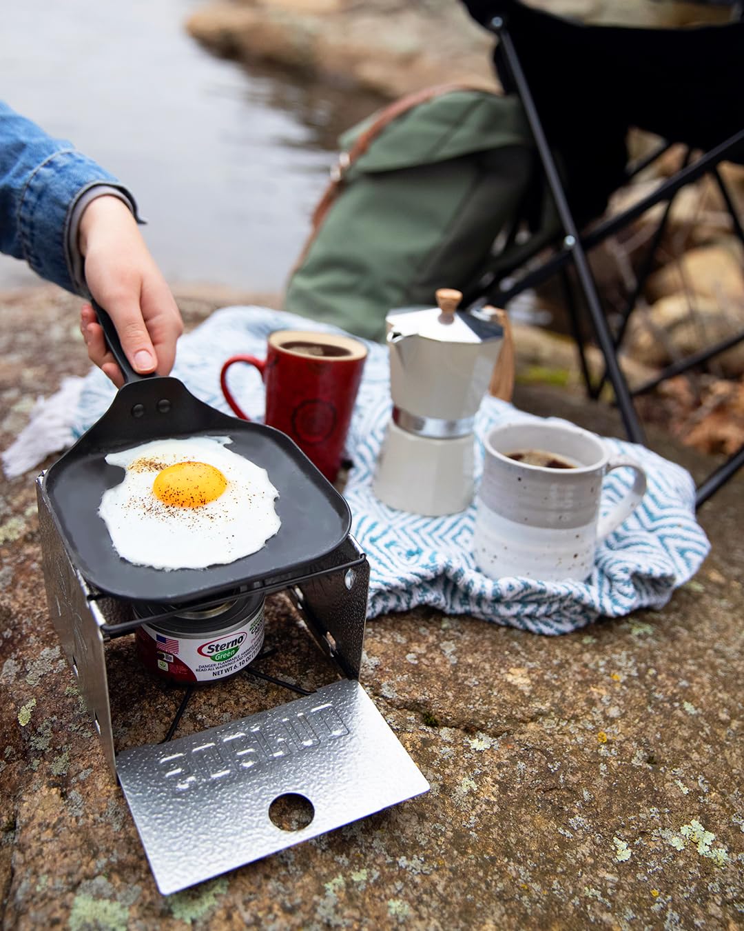 Sterno Folding Stove, Compact Emergency Food Prep, Silver, 6-1/4''L X 6-3/8''W X 4-5/8''H, Fuel Not Included, 1 Pack
