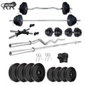 Beacon International 18 Kg Pvc Home Gym Set With 5 Feet Straight Rod, 3 Feet Curl Rod, Rod Locks,Dumbbell Rods And Gym Gloves