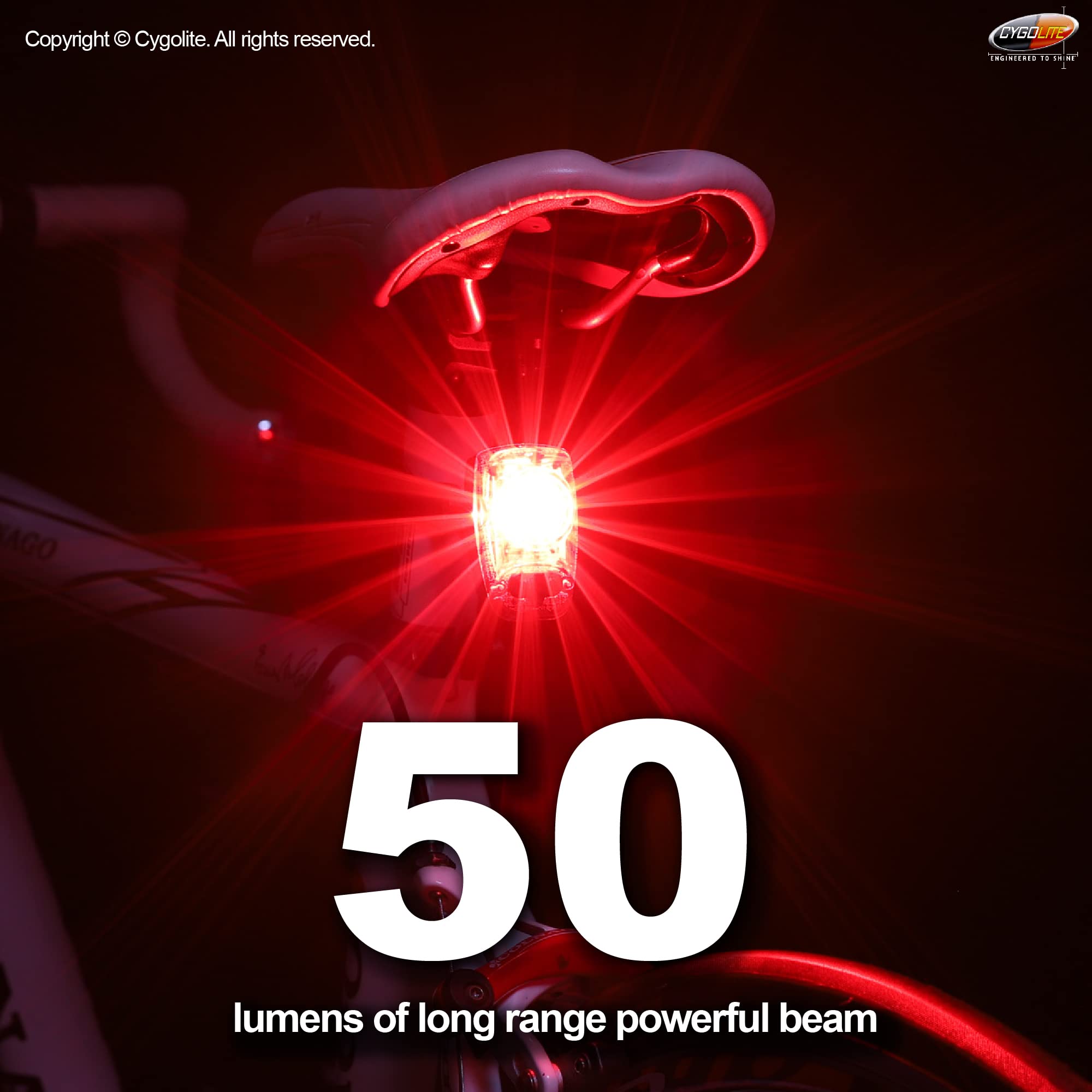 Cygolite Hotshot Sl- 50 Lumen Bike Tail Light- 6 Night & Daytime Modes- User Tuneable Flash Speed- Compact Design- Ip64 Water Re