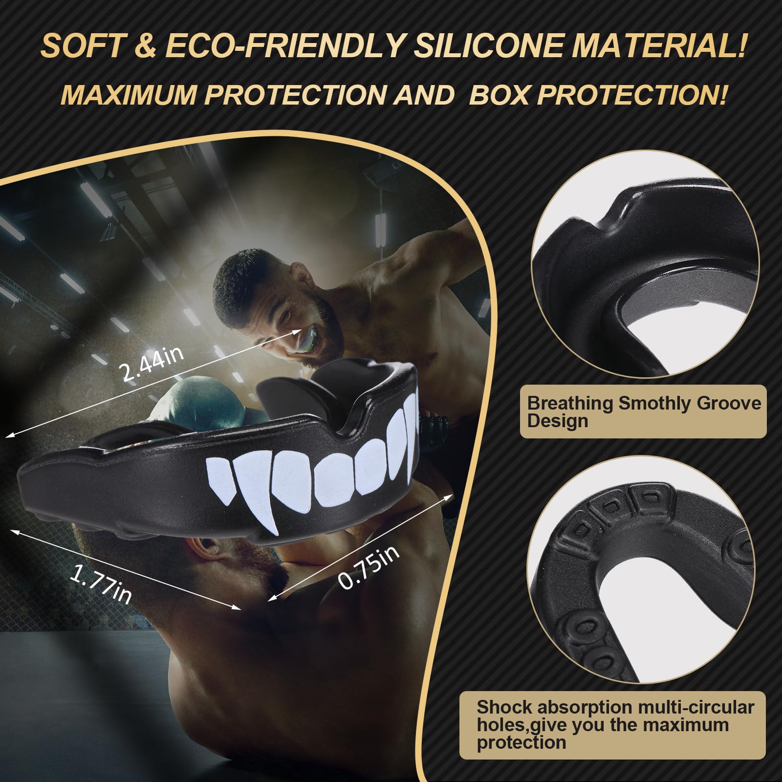 Bbto 6 Pieces Sports Mouth Guard For Kids, Athletic Mouthguard For Boxing Football Hockey Karate Basketball(Classic Color, Styli