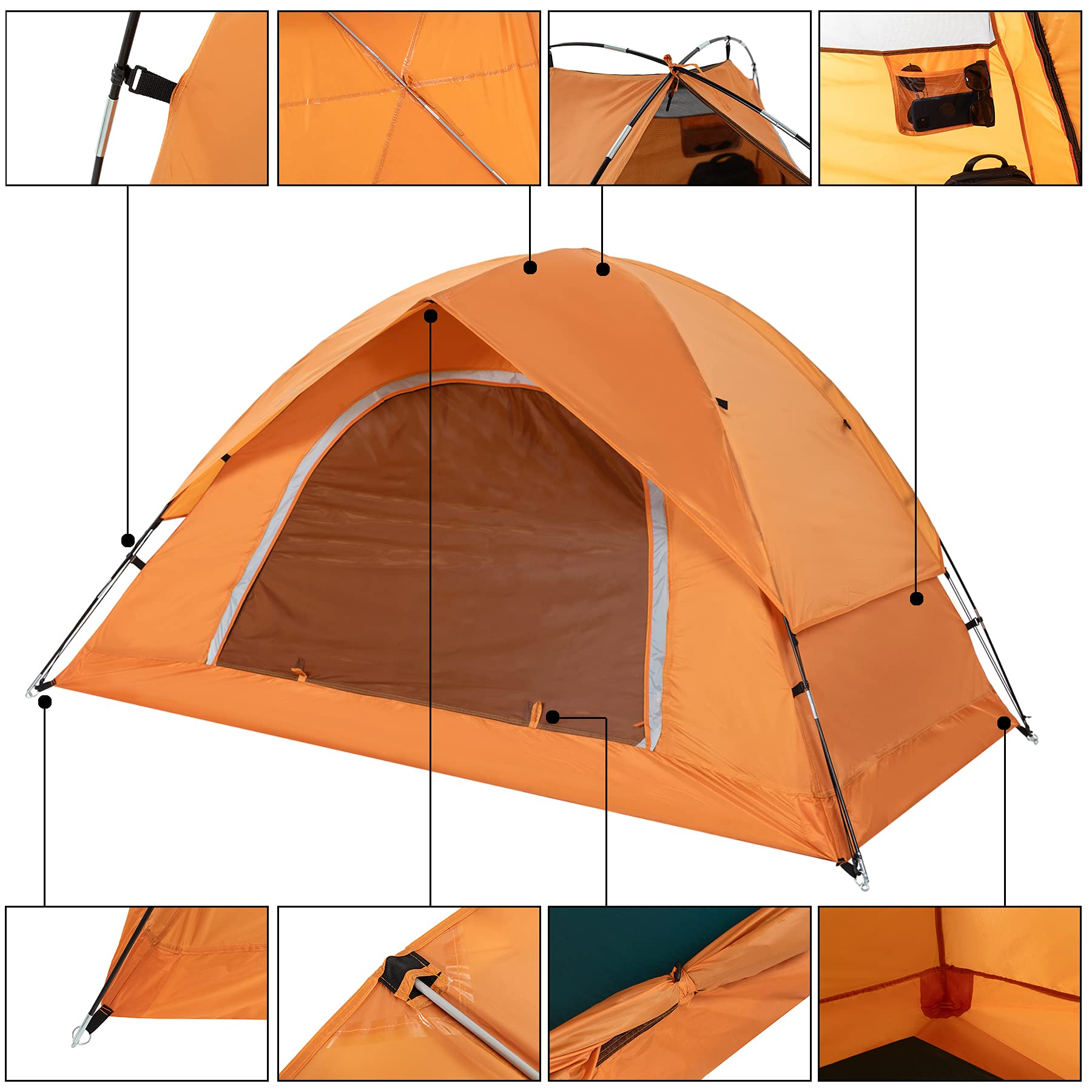 Vela Camping Tent For 2 Person, 4 Person, 6 Person - Waterproof Two Person Tents For Camping, Small Easy Up Tent For Family, Out