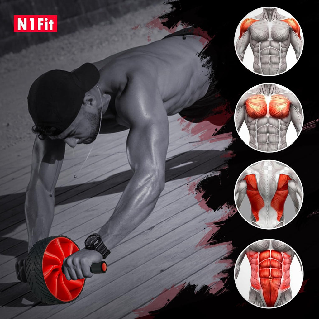N1Fit Ab Roller Wheel - Sturdy Ab Workout Equipment For Core Workout - Ab Exercise Equipment As Abdominal Muscle Toner - Ab Exer