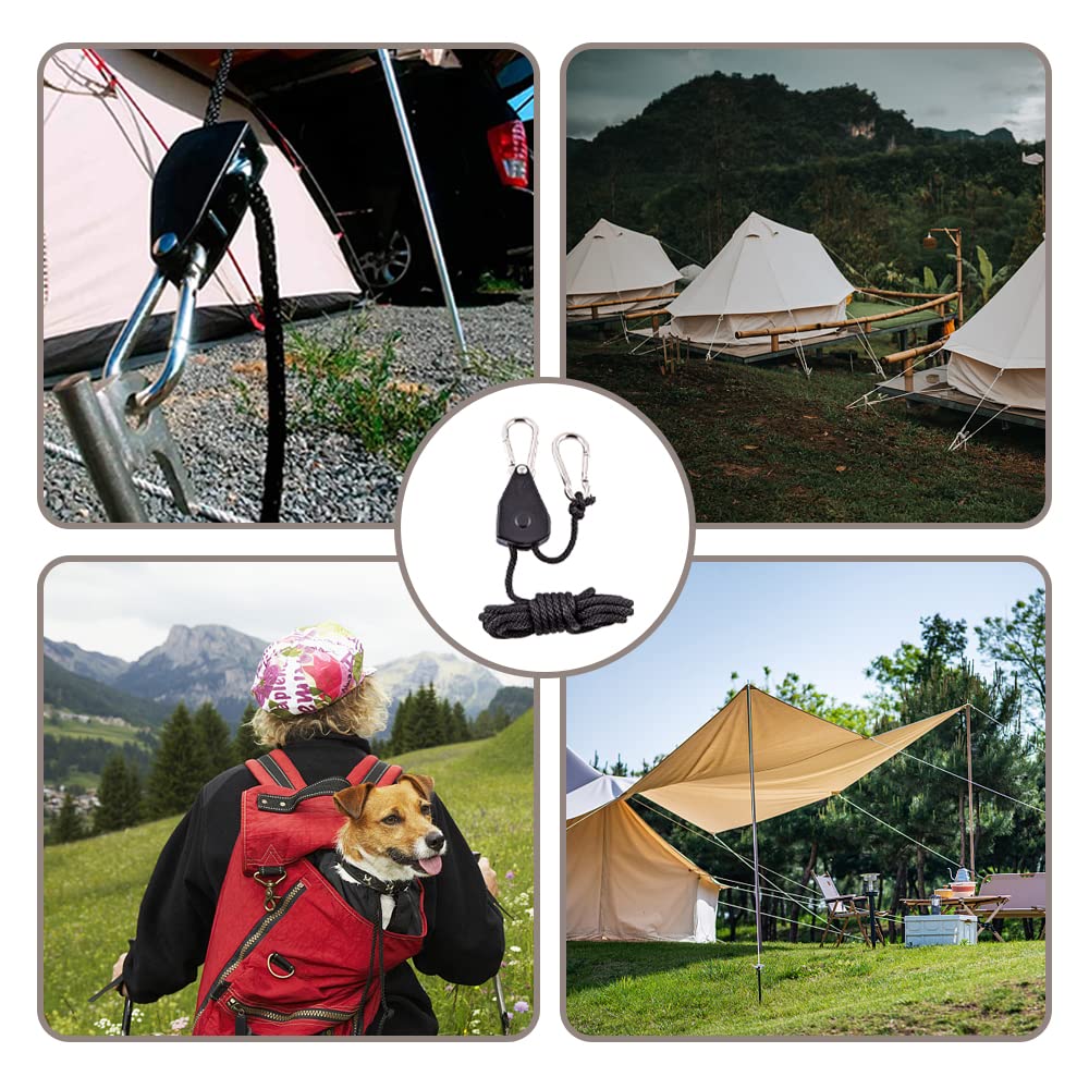 Adjustable Rope Buckle Tent Canopy Rope Stop Buckle Tent Guy Ropes With Pulley For Outdoor Camping Hiking