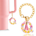 Letter Charm Accessories for Stanley Cup 1 PCS Cute Initial Keychain Handle Charm for Stanley Tumbler for Women Pink Letter Q