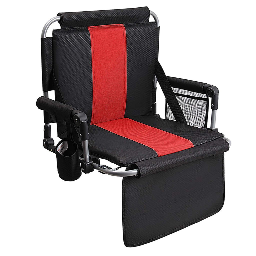 Alpha Camp Stadium Seat Chair For Bleachers With Back& Arm Rest - Black Red