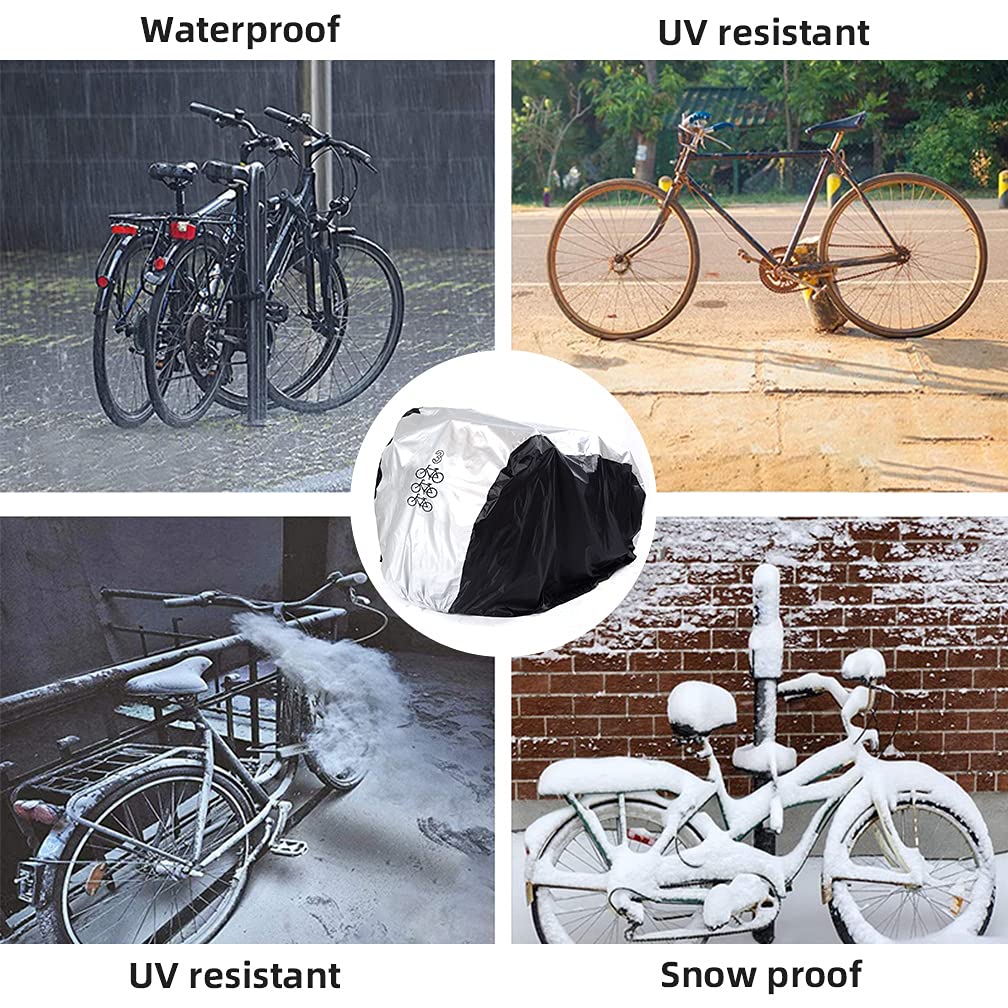 Maveek Bicycle Cover For 3 Bikes Waterproof Outdoor Storage Cycle Protection Uv Rain Snow Proof Tarp Tent Shed For Bikes All Wea