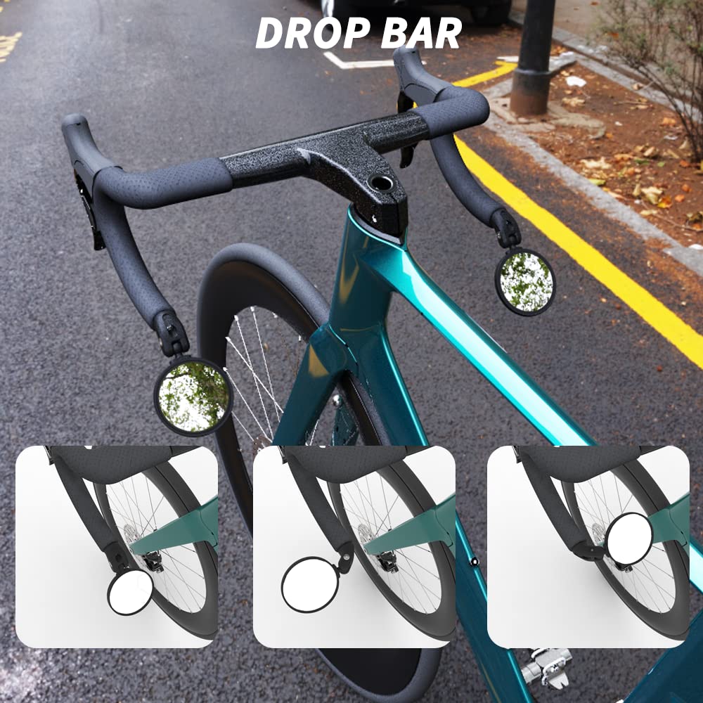 Briskmore Bike Handlebar Mirror,Hd Glass Convex Lens Bicycle Rearview Mirror,Cycling Rear View Mirror, Adjustable Handlebar Wide