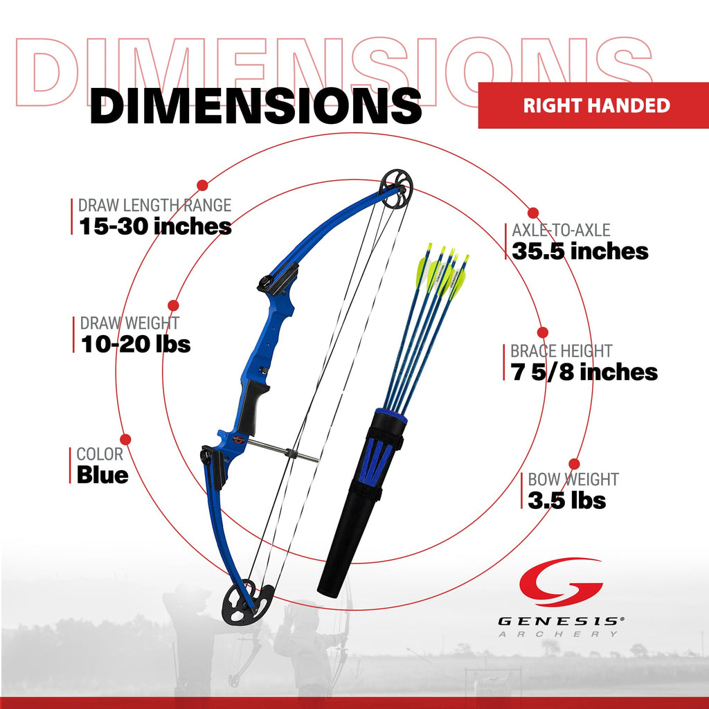 Genesis Original Lightweight Archery Compound Bow And Arrow Set, Draw Hand - Right, Blue