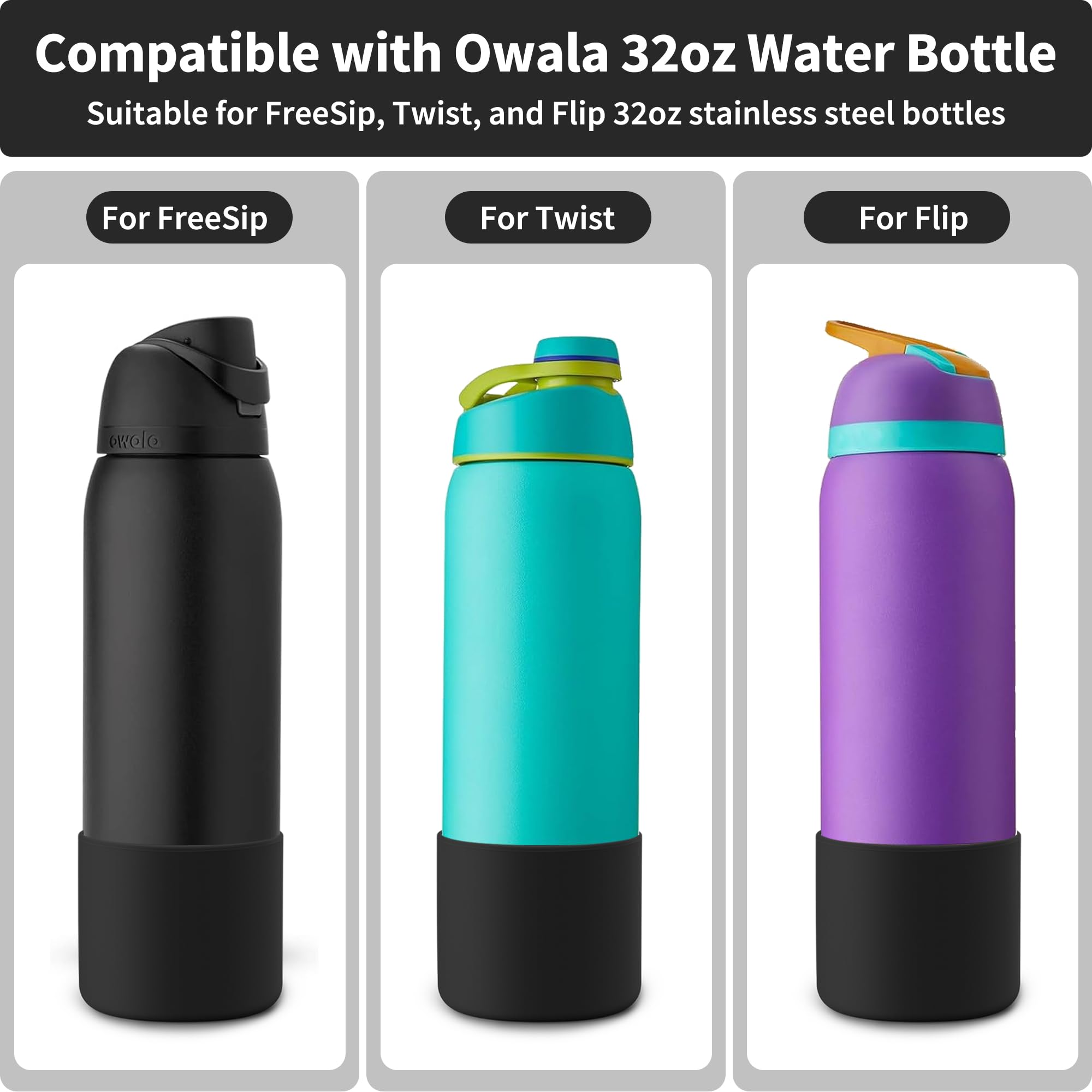 Diumepo Silicone Boot for Owala 32 oz Water Bottles, Anti-Slip Protective Sleeve for Owala Twist & FreeSip & Flip Insulated Bott