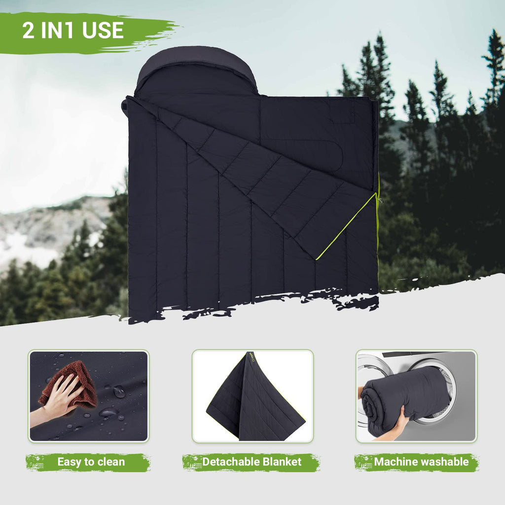 Atepa Multipurpose Down Sleeping Bag, Lightweight Travel Camping Blanket, Packable Compact Sleeping Bag/Blanket With Compression