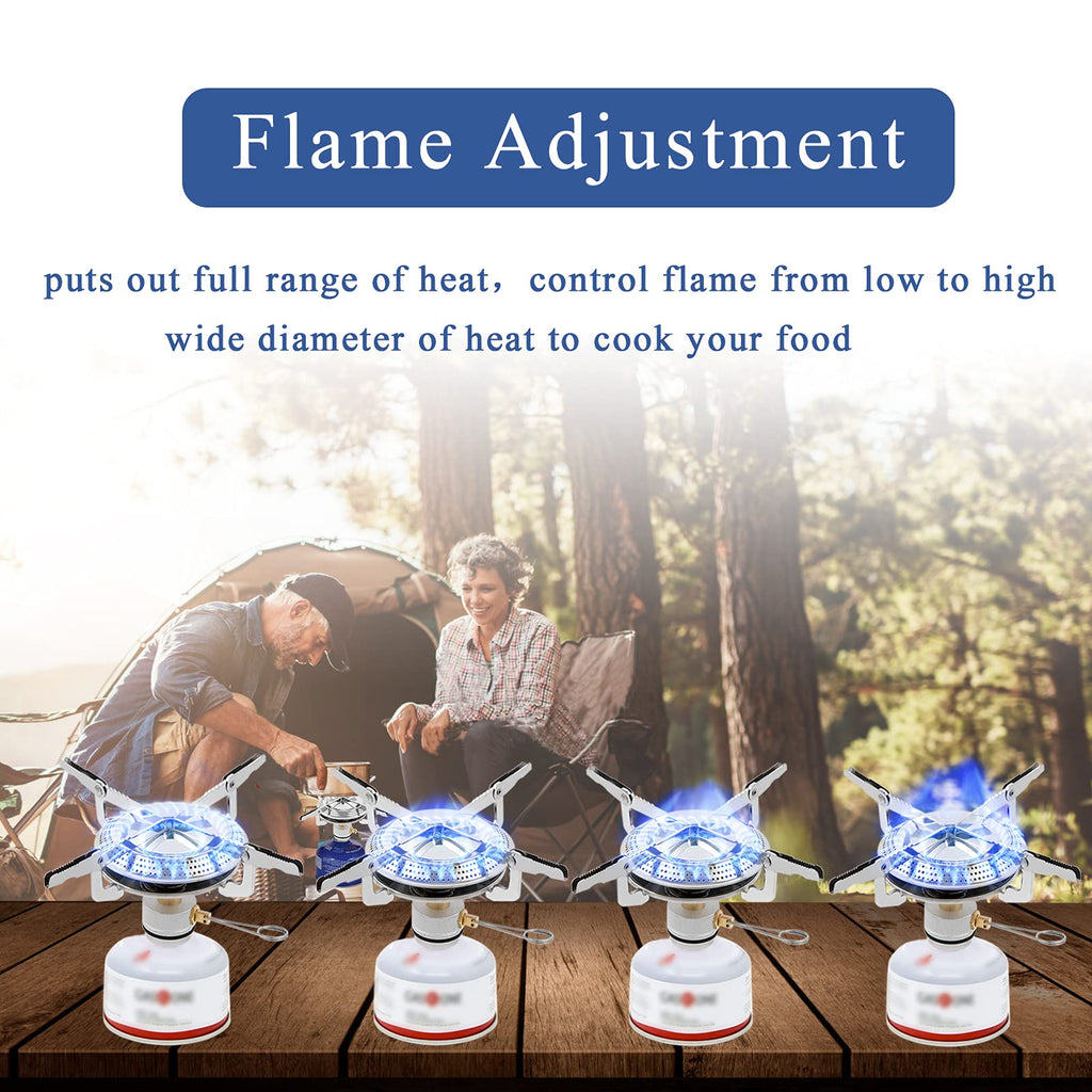 Caudblor Portable Camping Stove Burner, Small Backpacking Stoves With Butane Adapter, Lightweight Hiking Stove With Carrying Cas