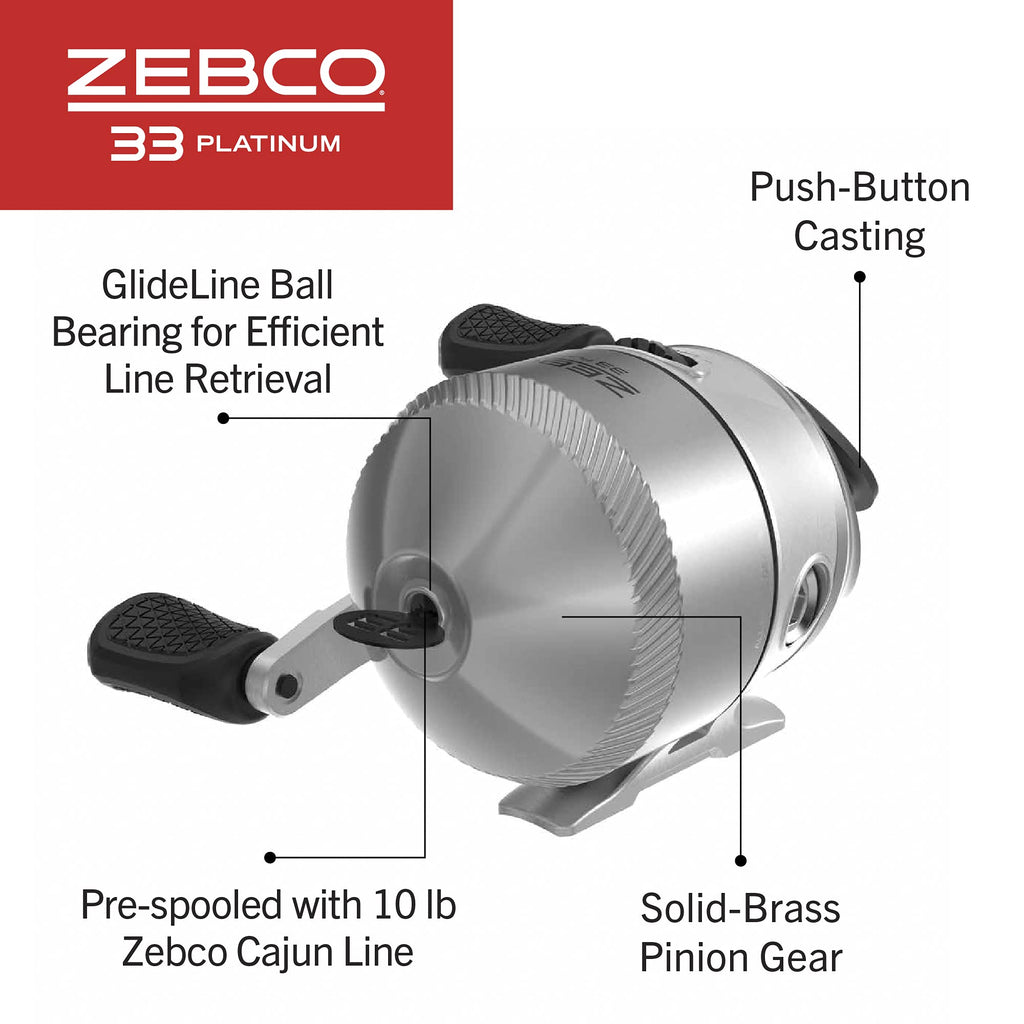 Zebco 33 Platinum Spincast Reel And Fishing Rod Combo, 6-Foot 2-Piece Im6 Graphite Rod With Comfortable Eva Handle, Instant Anti
